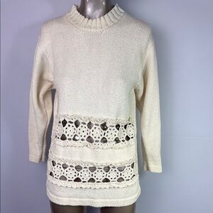Armi Jeans Elegant Cream Sweater with Lace Detailing